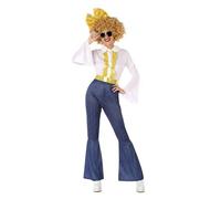 Déguisement Disco ATOSA pour Femme - Chemisier, Pantalon et Ceinture - Bleu XL