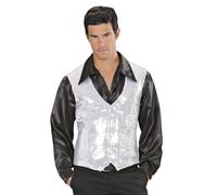 Déguisement Disco Boléro Sequin Argent Homme Gris