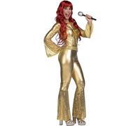 Mom Gold Adult Ladies Disco Jumpsuit Costume Doré M-L