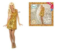 Déguisement Disco Femme Jaune Doré - ATOSA - Couleur Or - Couleur principale Blanc - Adulte XS/S