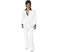 Smiffy's Costume années 70 blanc – veste avec fausse chemise, gilet et pantalon – Halloween