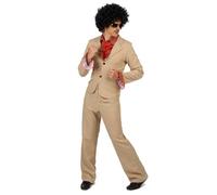 Déguisement Disco Homme - Marron - Veste, Pantalon et Jabot - Froufrous - Taille Unique