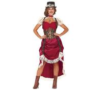 Fiestas Guirca – Costume steampunk femme rétro victorien – Robe 42-44 (L) grenat et marron
