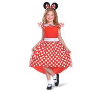 Disney Minnie Mouse - Costume Enfant Minnie Rouge à Pois Blancs avec Oreilles - Taille XS (3-4 Ans) - Licence Officielle - Déguisement pour Filles