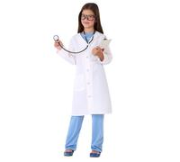 Déguisement docteur enfant - costume interne blanc et bleu, 10 ans, 3 pièces 5-6 ans