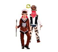 Déguisement Double dIndien et Cowboy pour enfant - Multicolore - Polyester - Intérieur 5-6 ans