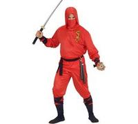 Widmann Déguisement Dragon Ninja 01333 – Capuche, pantalon, ceinture, masque, liens – L Rouge