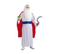 Fiestas Guirca – Costume druide adulte 54-56 (XL) – cape, ceinture et tunique – blanc et rouge