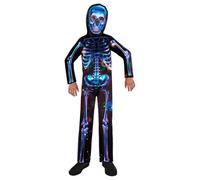 Déguisement Écologique Squelette Néon Bleu Garçon Multicolore