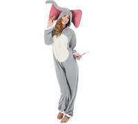 DEGUISE TOI - Déguisement éléphant gris femme - Combinaison avec capuche - Taille Unique - Argenté/gris - Déguisements adultes - 100% polyester - Laver à la main - Carnaval