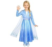 Disney Officiel Deluxe Deguisement Reine des Neiges Elsa Robe Reine des Neiges Fille Costume La Reine de Neige 2 Frozen Enfant Déguisement Noël Carnaval M