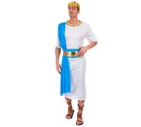 DEGUISE TOI - Déguisement empereur Grec bleu homme - Toge - Ceinture - Coiffe - M - Bleu - Déguisements adultes - 100% Polyester - - Carnaval
