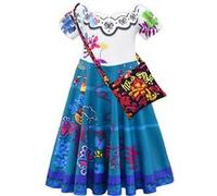 Deguisement Encanto Isabella FONGWAN Robe Princesse avec Sac à Bandoulière pour Enfant Fille Cosplay - 140cm Bleu G