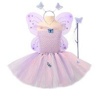 Déguisement Encanto Mirabel Robe Princesse Fille FONGWAN Jupe + Ailes, pour Costume Cosplay Fête - M Violet Violet G