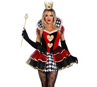 Leg Avenue Reine de cœur 2 pièces, comprend une robe à volants avec col montant, un jupon intégré et une couronne, multicolore, taille L