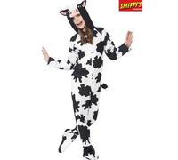 Smiffys Déguisement de vache tout-en-un avec capuche noir et blanc Taille S