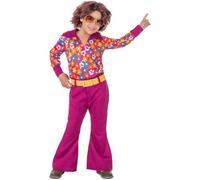 Déguisement Enfant - DisfraZZes - Hippie des années 70 - Fleurs Multicolores - 3 ans+ 7-9 ans