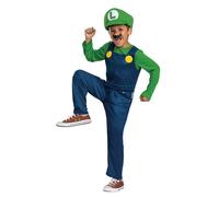 Super Mario Bros. Nintendo Déguisement Enfant Luigi avec Salopette et Casquette Verte - Taille S (4-6 Ans) Garçon - Licence Officielle du Jeu Vidéo - Costume pour Halloween, Anniversaire
