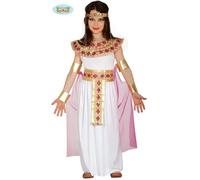 FIESTAS GUIRCA | Costume Egyptienne Enfant (7-9 ans) - Robe, Cape, Brassard et Ceinture - Costumes de Pharaon pour Halloween, Carnaval et Fêtes Costumées - Idéal pour Filles - Blanc et Or