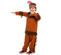 Déguisement Enfant Fille Robe D'Indienne D'Amérique Pour Carnaval Et Spectacle Tenue De Princesse Des Plaines Déguisement Tribal Pour Enfant Exotique(Coffee, 12-14years)