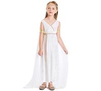 DéGuisement Enfant Halloween,Costume d'halloween, Statue de la mythologie Grecque, Robe Cape Blanche, Costume de Spectacle Scolaire, pour Enfants de 4 à 12 Ans (White, L)