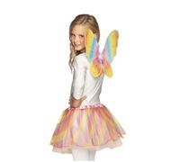 Déguisement Enfant - JOUR DE FETE - Fée Rainbow - Tutu Arc-en-ciel - Ailes Papillons - Taille Unique