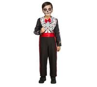 Déguisement enfant Jour des Morts - Squelette noir et blanc en polyester - Certifié UE 10-12 ans