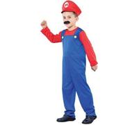 Déguisement Enfant Mario - Costume Rouge et Bleu - Taille 4/6 ans, 7/9 ans ou 10/12 ans