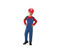 Déguisement enfant - Mario - Plombier - Casquette et combinaison bleu rouge - 5-6 ans - 2 pièces