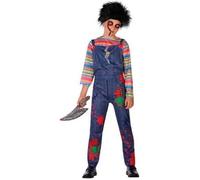 Déguisement enfant poupée diabolique ATOSA - Combinaison et chemise - Bleu et multicolore 3-4 ans