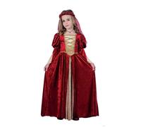 Déguisement enfant - PTIT CLOWN - Reine médiévale luxe - Rouge - Polyester - Robe et coiffe 7-9 ans