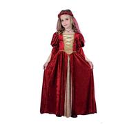 Déguisement enfant - PTIT CLOWN - Reine médiévale luxe - Rouge - Robe et coiffe - Polyester 10-12 ans