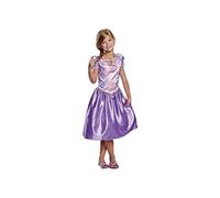 Disney Princesses - Déguisement Classique Raiponce Enfant - Licence Officielle - Taille S (4 à 6 Ans) - Rose - Broche inclue - Costume Réaliste - Broderie Dorée - Cosplay - Cadeau Enfants
