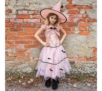 Déguisement Enfant Robe De Sorcière Glamour Avec Chapeau Rose 5/6A