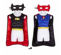 Déguisement enfant tunique réversible super-héros avec cape et masque noir 4/6A