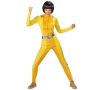 DEGUISE TOI - Déguisement espionne de choc jaune femme - Combinaison - Ceinture - XS - Jaune - Déguisements adultes - 100% Polyester - Lavage à la main - Carnaval