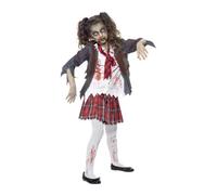 Déguisement Étudiante Zombie, Pour Enfant Taille : 10/12 Ans Blanc
