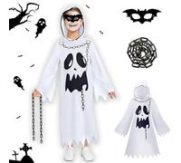 Déguisement Fantôme à Capuche pour Garçons et Filles - Costumes d'Halloween pour Enfants, Tissu Agréable, Design unique, Confort Optimal, pour Halloween, Truc ou Trait, Cosplay et carnaval (Taille XL)