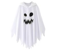 Déguisement Fantome d'halloween avec Capuche pour Enfant Deguisement Fantome Enfant Costume de Fantomee Blanche pour Halloween Cape Sorciere Halloween Carnavall Fête à Thème (White-a, 3-4 Years)