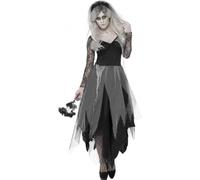 Déguisement Fantôme Mariée Noire Femme Halloween, Taille Small Noir