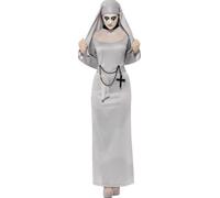 Déguisement Fantôme Religieuse Femme Halloween, Taille Small Argenté