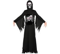 Déguisement faucheuse garçon 10/12 ans - Noir - tunique avec impression squelette et crânes - Halloween 5-6 ans