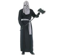 DEGUISE TOI - Déguisement faucheuse terrifiant grande taille homme - Robe - Capuche - Cagoule - Ceinture - XXL - Noir - Déguisements adultes - 100% Polyester - Laver à la main - Halloween