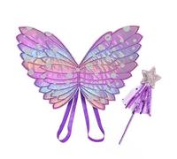 Déguisement Fée Enfant,Ailes d'Enfants 2 Costume Papillon Fille Ailes Ensemble Baguette Magique et Ailes de Fée pour Enfants pour Filles Fête d'halloween Habiller Accessoires de Déguisement Cosplay
