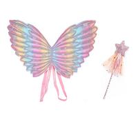 Déguisement Fée Enfant,Ailes d'Enfants 2 Costume Papillon Fille Ailes Ensemble Baguette Magique et Ailes de Fée pour Enfants pour Filles Fête d'halloween Habiller Accessoires de Déguisement Cosplay