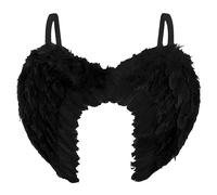 Déguisement Femme Ailes d'ange Noir en Plumes Noires - Accessoire pour Costume Halloween démon, maléfique ou fée, Black Fancy Dress, Déguisement Adulte Femme pour Halloween, Cosplay et Carnaval