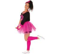 Déguisement femme années 80 rose fluo - PTIT CLOWN - kit complet avec t-shirt, tutu et accessoires