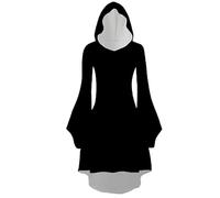 Déguisement Femme Carnaval Robe Longue À Capuche Imprimée Halloween Pour Fête Costumée Et Spectacle De Scène Tenue De Mort-Vivant Chic Et Mystérieuse Pour Soirée Effrayante Déguisement Adulte Carnaval