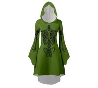 Déguisement Femme Carnaval Robe Longue À Capuche Imprimée Pour Halloween Et Fête Déguisée Tenue De Reine Des Morts Ou Magicienne Noire Élégante Et Dramatique Déguisement Adulte Femme Carnaval