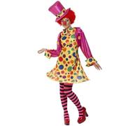 Déguisement femme clown multicolore Smiffy's - robe, chemise, collants, chapeau (dès 3 ans) XL